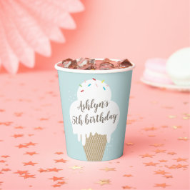 Ice Creme Cone Kids Blue Birthday Party Paper Cups Pappbecher