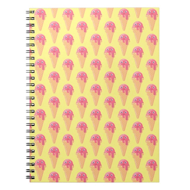 Ice Creme Cone Muster Niedlich Modernes Notebook Notizblock (Vorderseite)