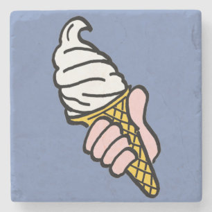 Ice Creme Design mit Eiscreme-Kon auf einem Steinuntersetzer