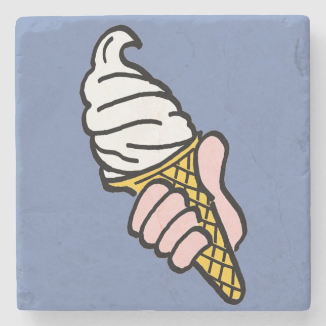 Ice Creme Design mit Eiscreme-Kon auf einem Steinuntersetzer (Vorderseite)
