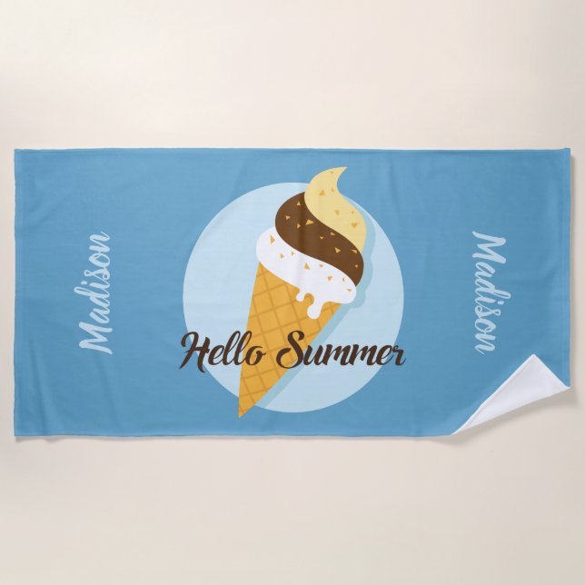 Ice Creme Hallo individuelle Name und Farbtupfer S Strandtuch (Vorderseite)