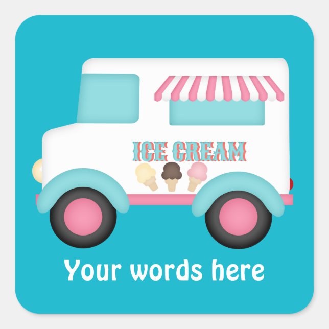 Ice Creme Truck hinzufügen Worte Aufkleber (Vorderseite)