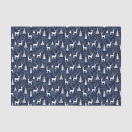 Ice Crystal Christmas Deer Cobalt Blue Seidenpapier