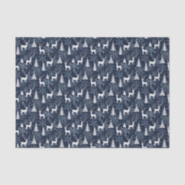 Ice Crystal Christmas Deer Stone Blue Gray Seidenpapier