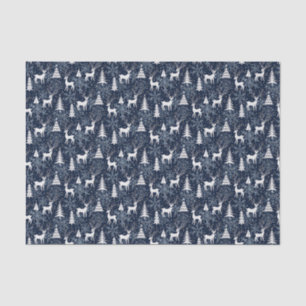 Ice Crystal Christmas Deer Stone Blue Gray Seidenpapier