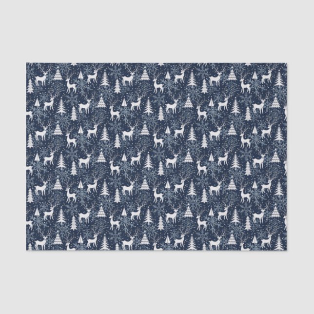 Ice Crystal Christmas Deer Stone Blue Gray Seidenpapier (Vorderseite)