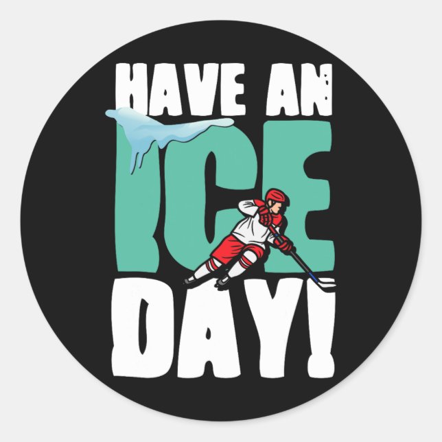 Ice Day Winter Sport Eishockey Puck St. Runder Aufkleber (Vorderseite)