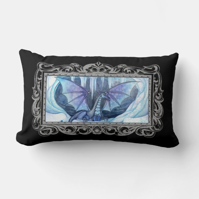 Ice Dragon Fantasy Art Throw Kissen (Vorderseite)