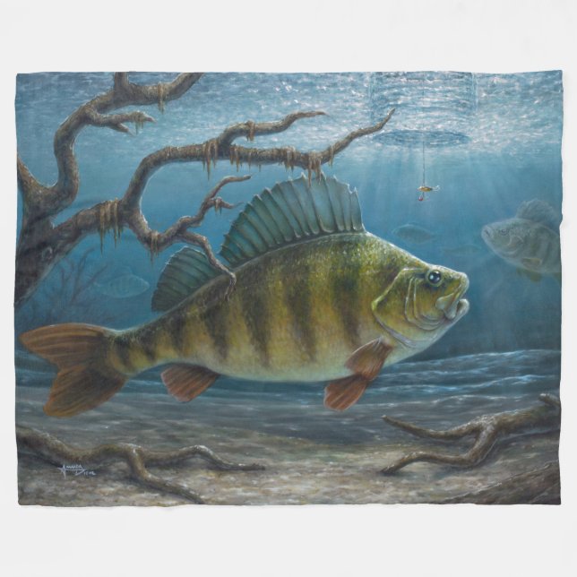 Ice Fishing for Perch Fleecedecke (Vorderseite (Horizontal))