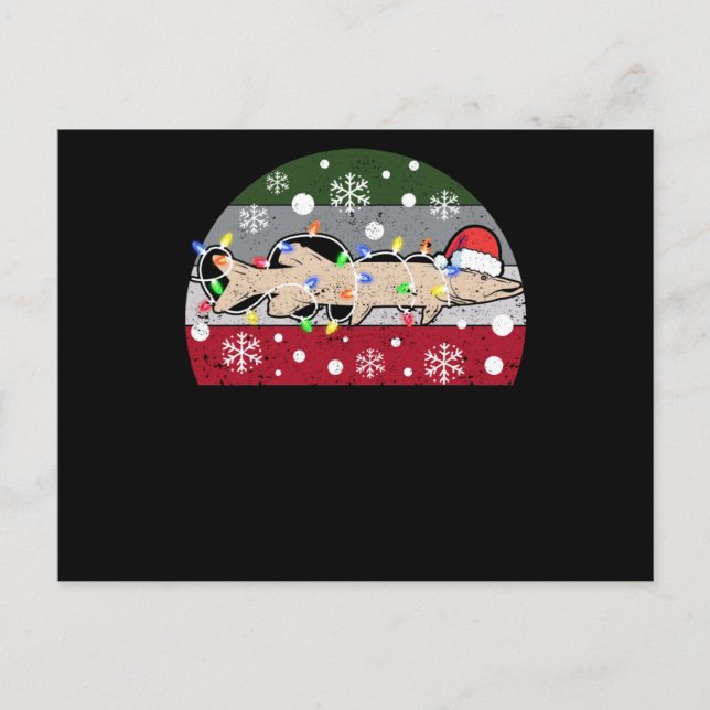 Ice fishing Muskie Christmas Musky Funny Santa Postkarte (Vorderseite)