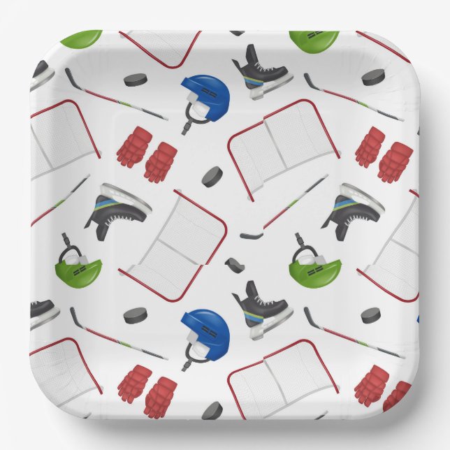 Ice Hockey Birthday Party Pappteller (Vorderseite)