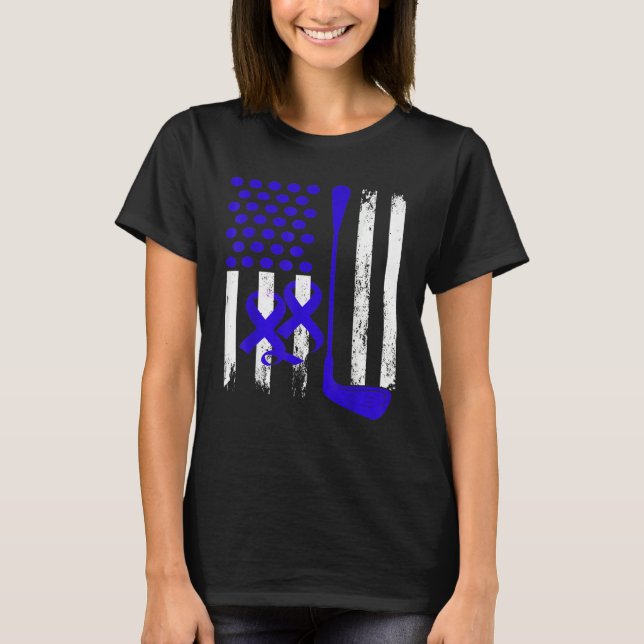 Ice Hockey Blue USA Flag Diabetes Awareness Month  T-Shirt (Vorderseite)