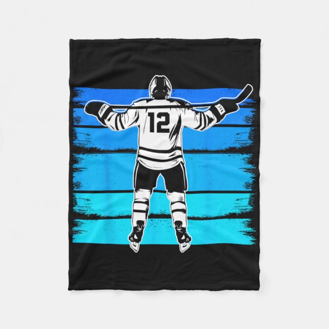 Ice Hockey Boys Number 12 12th Birthday 12 Year Ol Fleecedecke (Vorderseite)