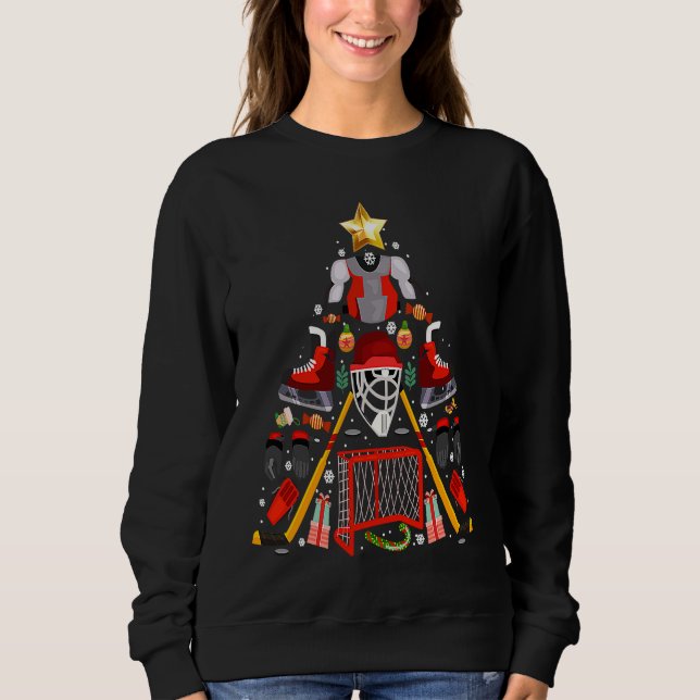 Ice Hockey Christmas Tree Funny X Mas Hockey Playe Sweatshirt (Vorderseite)