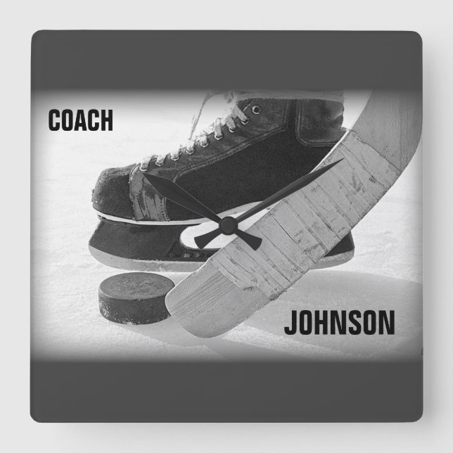 Ice Hockey Coach Vielen Dank Quadratische Wanduhr (Vorderseite)