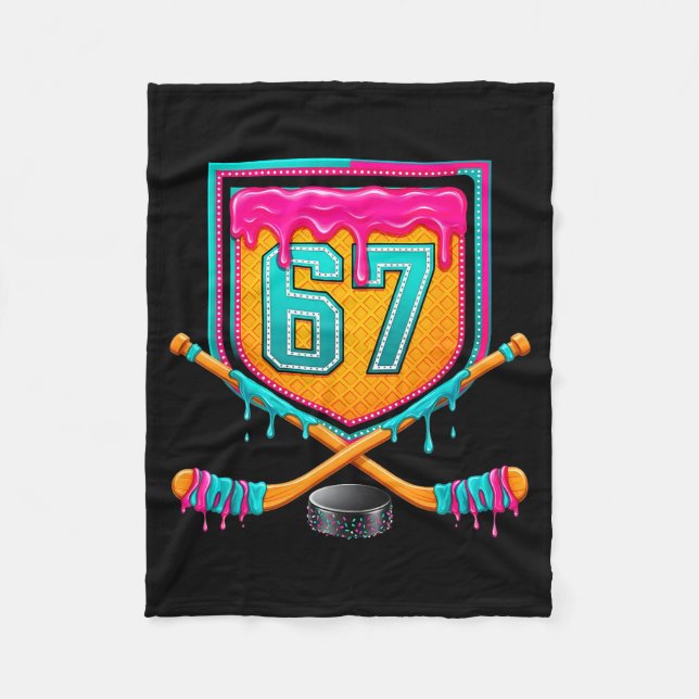 Ice Hockey Drip Number 67 Ice Hockey Player  Fleecedecke (Vorderseite)