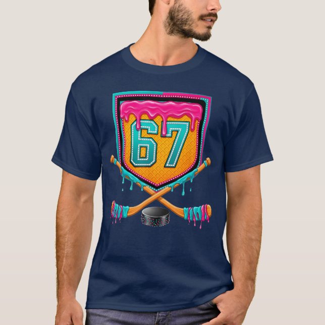 Ice Hockey Drip Number 67 Ice Hockey Player funny T-Shirt (Vorderseite)