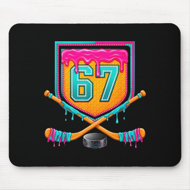 Ice Hockey Drip Number 67 Ice Hockey Player  Mousepad (Vorne)