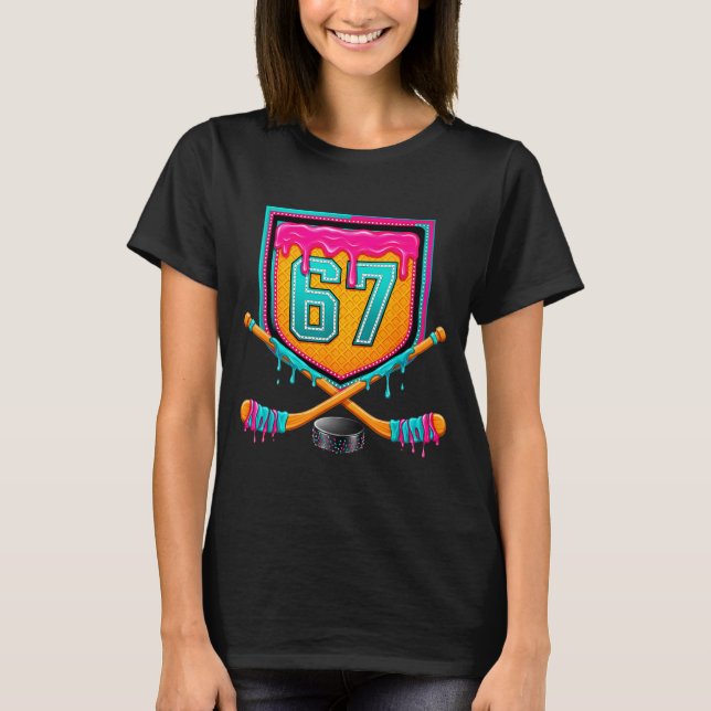 Ice Hockey Drip Number 67 Ice Hockey Player  T-Shirt (Vorderseite)