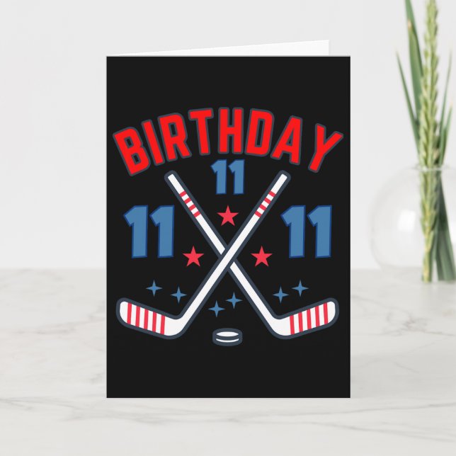 Ice Hockey Eleven Birthday Boy 11th Party Boys Age Karte (Vorderseite)