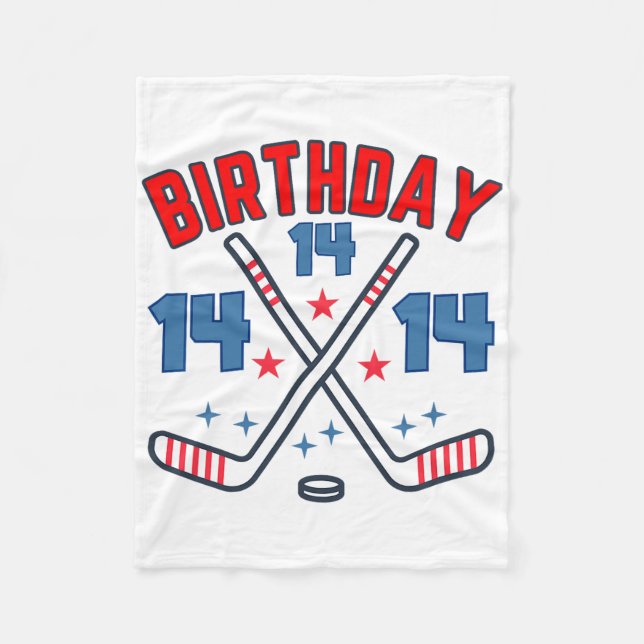 Ice Hockey Fourteen Birthday Boy 14th Party Boys A Fleecedecke (Vorderseite)