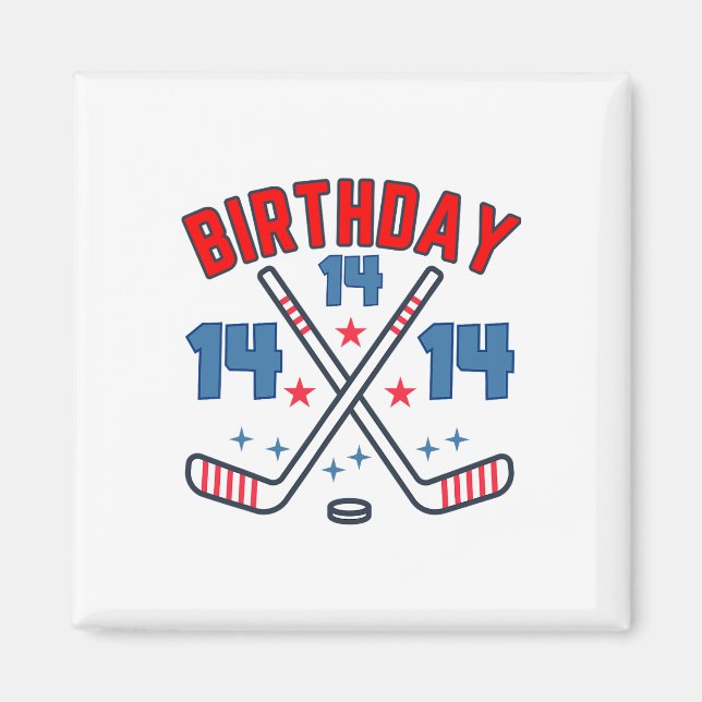 Ice Hockey Fourteen Birthday Boy 14th Party Boys A Magnet (Vorne)
