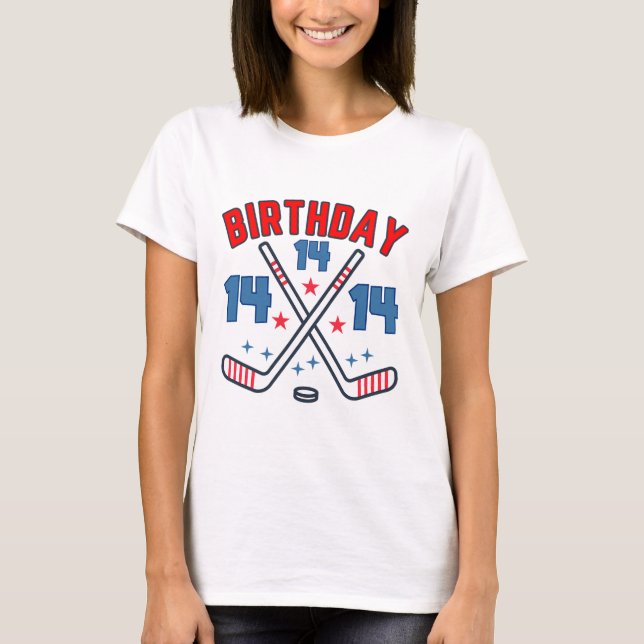 Ice Hockey Fourteen Birthday Boy 14th Party Boys A T-Shirt (Vorderseite)