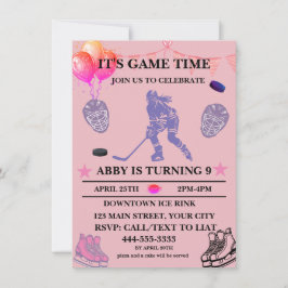 Ice Hockey Geburtstagsthema individuell gestalten Einladung