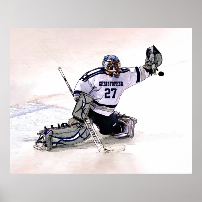 Ice Hockey Goalkeeper With Your Name Drawing Poster (Vorne)