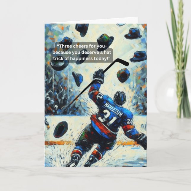 Ice Hockey Hat Trick of Happiness! Karte (Vorderseite)