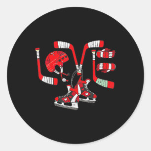 Ice Hockey Heart Valentinstag Liebe Gift Boys Gi Runder Aufkleber
