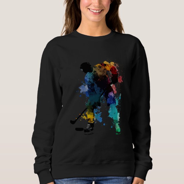 Ice Hockey Hockey Colorful Ice Hockey Player   4 Sweatshirt (Vorderseite)