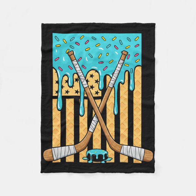 Ice Hockey Ice Cream Drip Boys American Flag Youth Fleecedecke (Vorderseite)