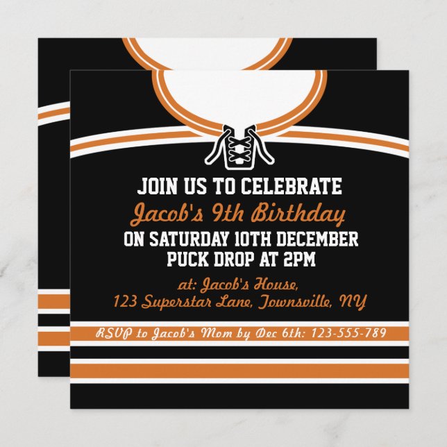Ice Hockey Jersey Themed Party lädt Template ein Einladung (Vorne/Hinten)