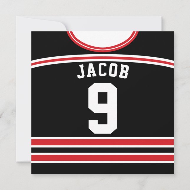 Ice Hockey Jersey Themed Party lädt Template ein Einladung (Rückseite)