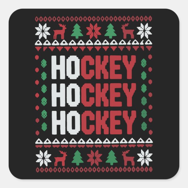 Ice Hockey Lover Weihnachten Weihnachtsmann Sportt Quadratischer Aufkleber (Vorderseite)
