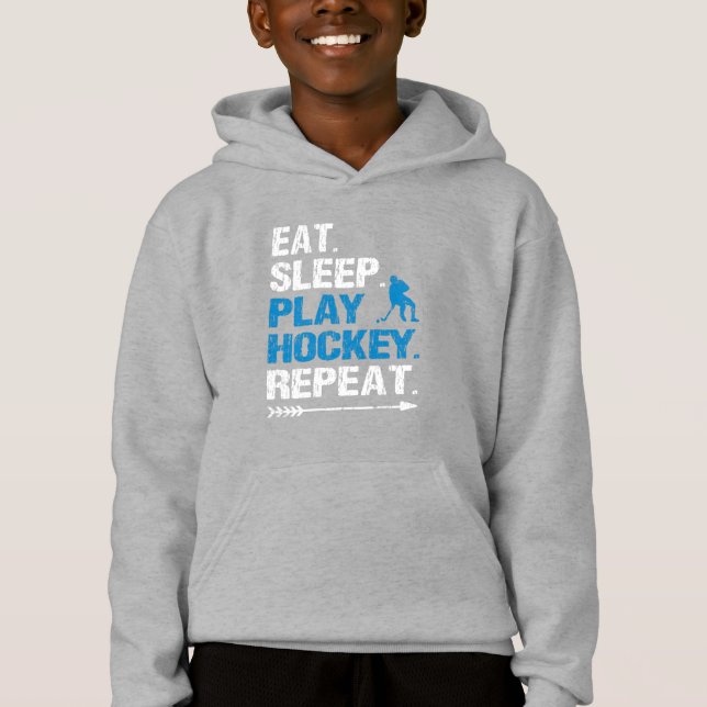 Ice Hockey Player Eat Sleep Play Repeat Funny Gift Hoodie (Vorderseite)
