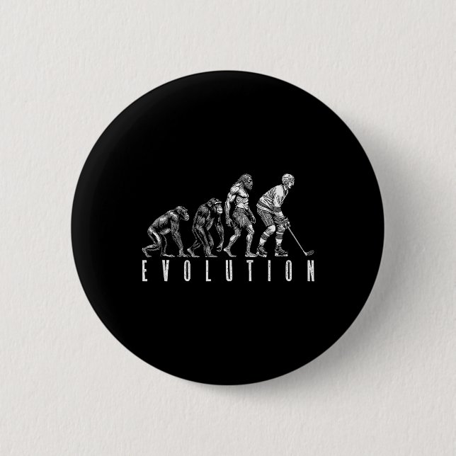 Ice Hockey Player Evolution Funny Man Ape Caveman  Button (Vorderseite)