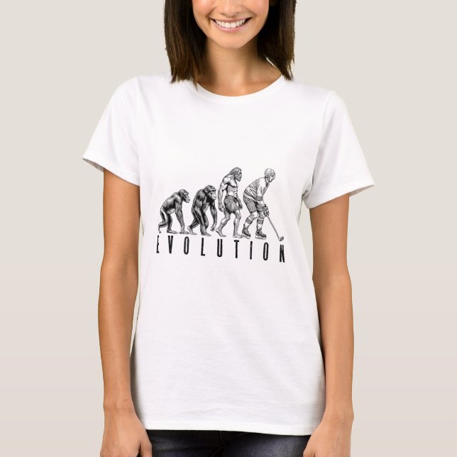 Ice Hockey Player Evolution Funny Man Ape Caveman  T-Shirt (Vorderseite)
