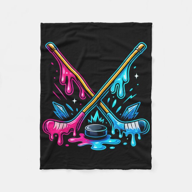 Ice Hockey Player Ice Cream Drip Youth Boys And Gi Fleecedecke (Vorderseite)