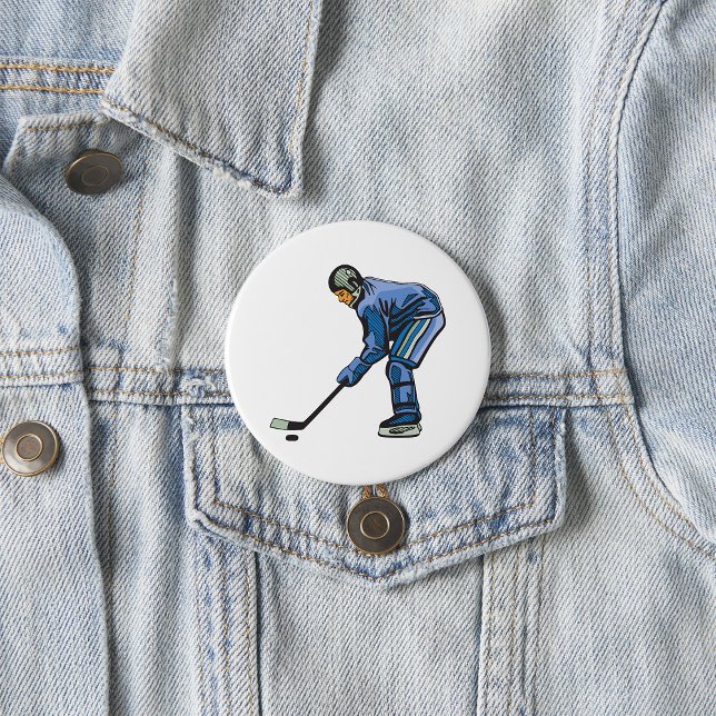 Ice Hockey Player in Blue Uniform Button (Von Creator hochgeladen)
