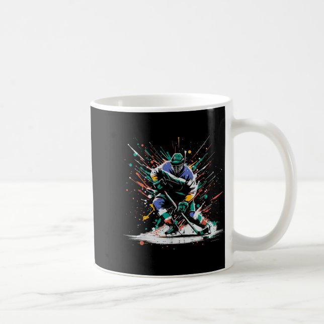 Ice Hockey Player Paint Splatter Art Srts Men Boys Kaffeetasse (Rechts)