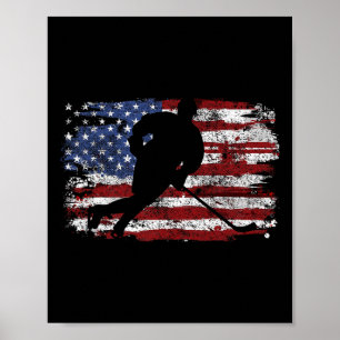 Ice Hockey Player US-amerikanische Flagge 4. Juli Poster