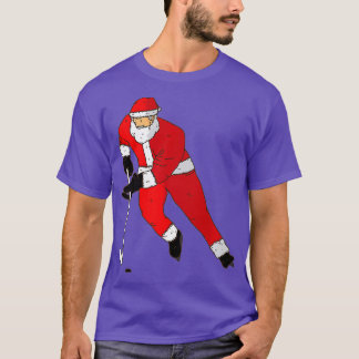 Ice Hockey Playing Santa T  Christmas Gift T-Shirt