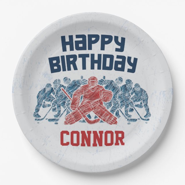 Ice Hockey Skate Rink Happy Birthday Paper Teller (Vorderseite)