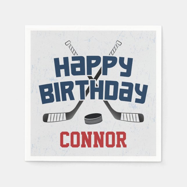 Ice Hockey Skate Rink Happy Birthday Serviette (Vorderseite)