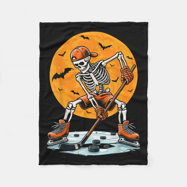 Ice Hockey Skeleton Soky Boys Halloween Hockey Pla Fleecedecke (Vorderseite)