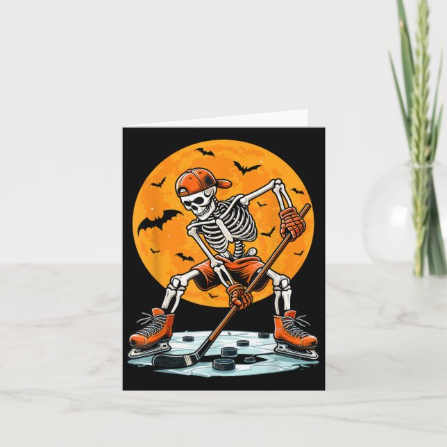 Ice Hockey Skeleton Soky Boys Halloween Hockey Pla Karte (Vorderseite)