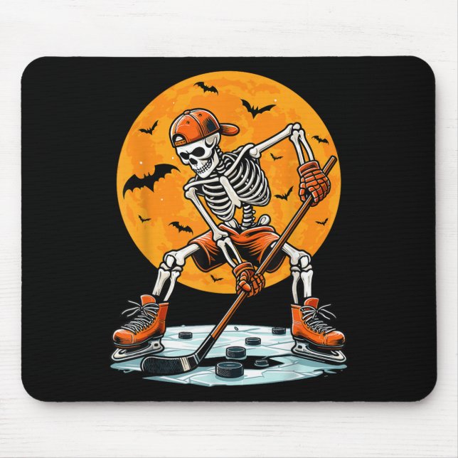 Ice Hockey Skeleton Soky Boys Halloween Hockey Pla Mousepad (Vorne)