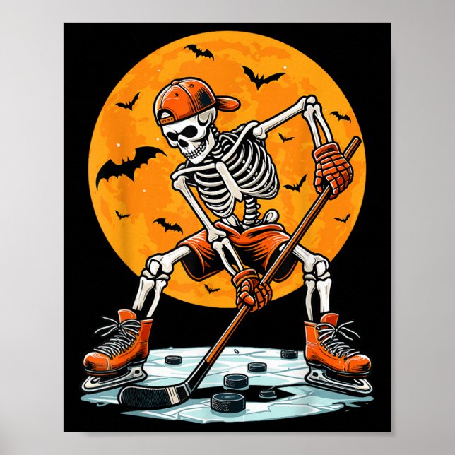 Ice Hockey Skeleton Soky Boys Halloween Hockey Pla Poster (Vorne)
